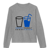 Cool & Expressive - Blue Drink Graphic Tee - Grey melange women - Long Sleeve T-shirts