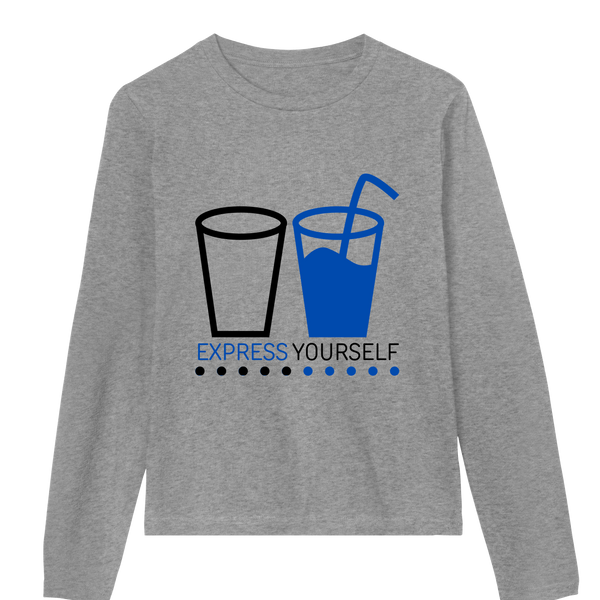 Cool & Expressive - Blue Drink Graphic Tee - Grey melange women - Long Sleeve T-shirts