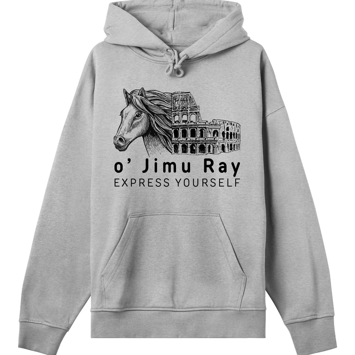 Wild and Free - Horse Illustration Hoodie - Grey melange men - Hoodies