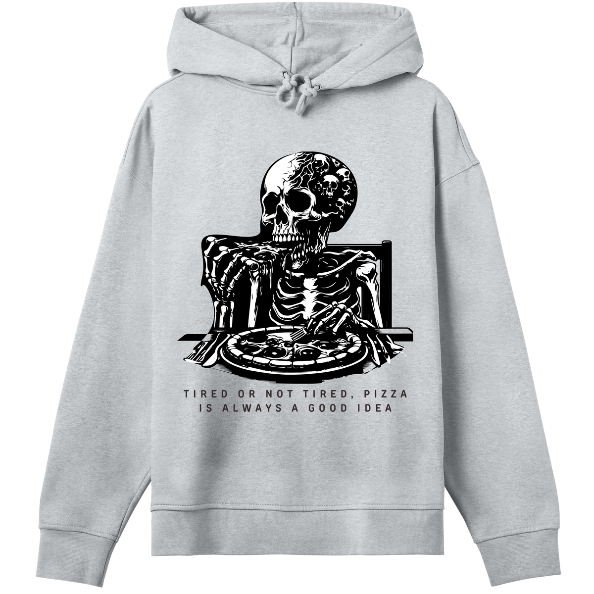 Gothic Appetite - Skeleton Pizza Lover Hoodie - Grey melange women - Hoodies