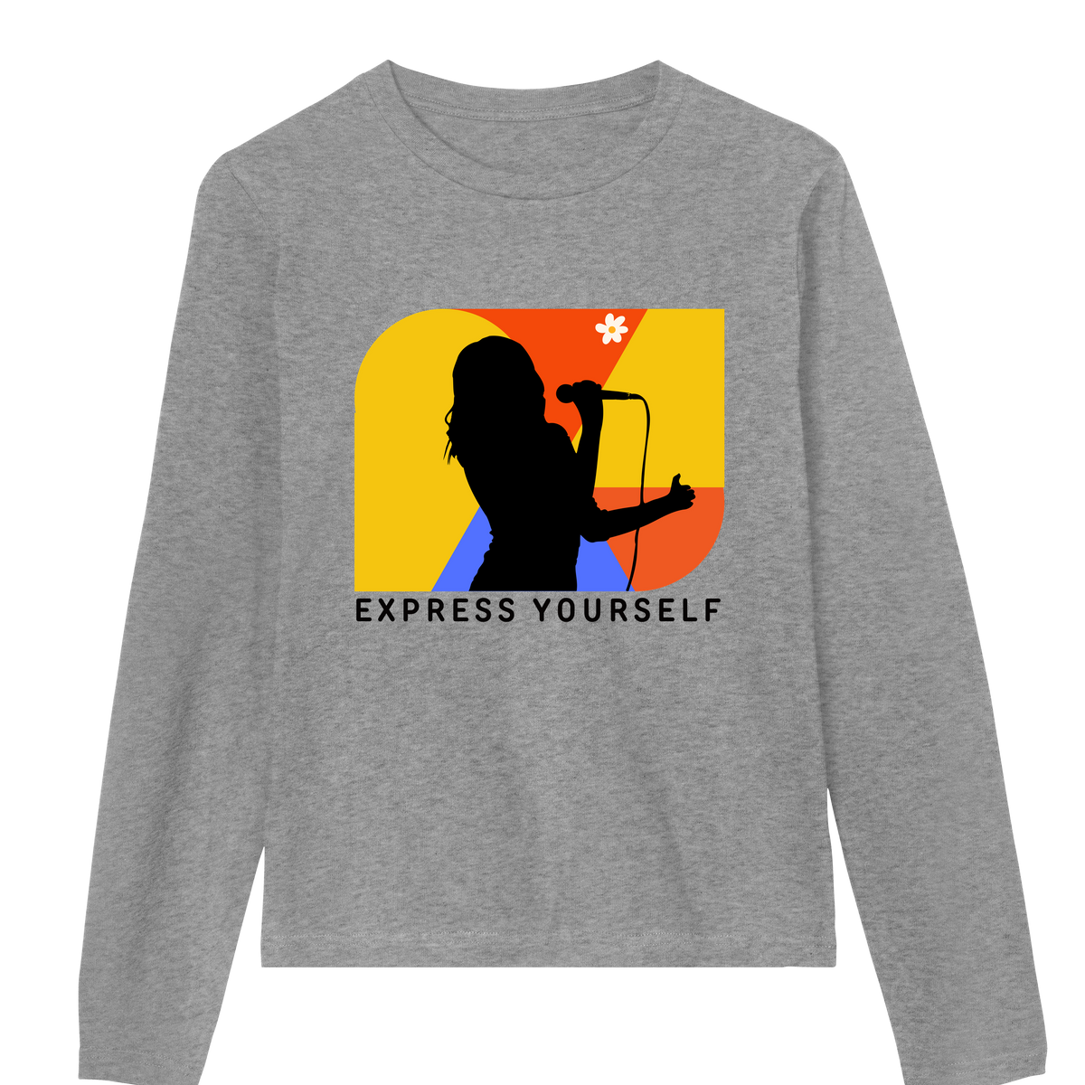 Melodic Expression - Stylish Graphic Tee - Grey melange women - Long Sleeve T-shirts