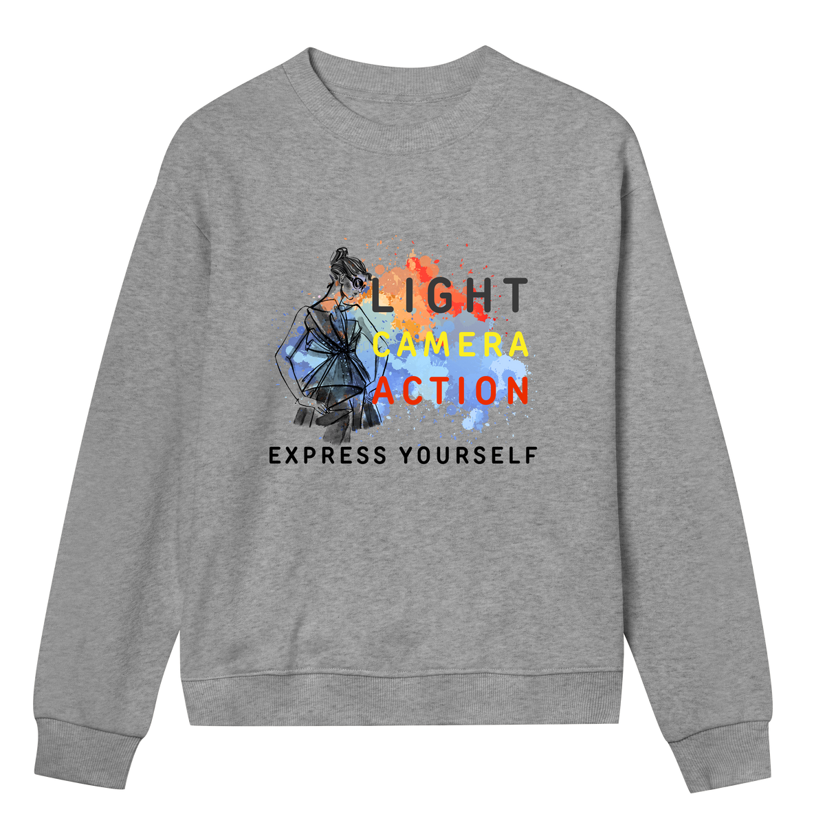 Lights, Camera, Action - Bold Expression Sweatshirt - Grey melange women - Sweatshirts