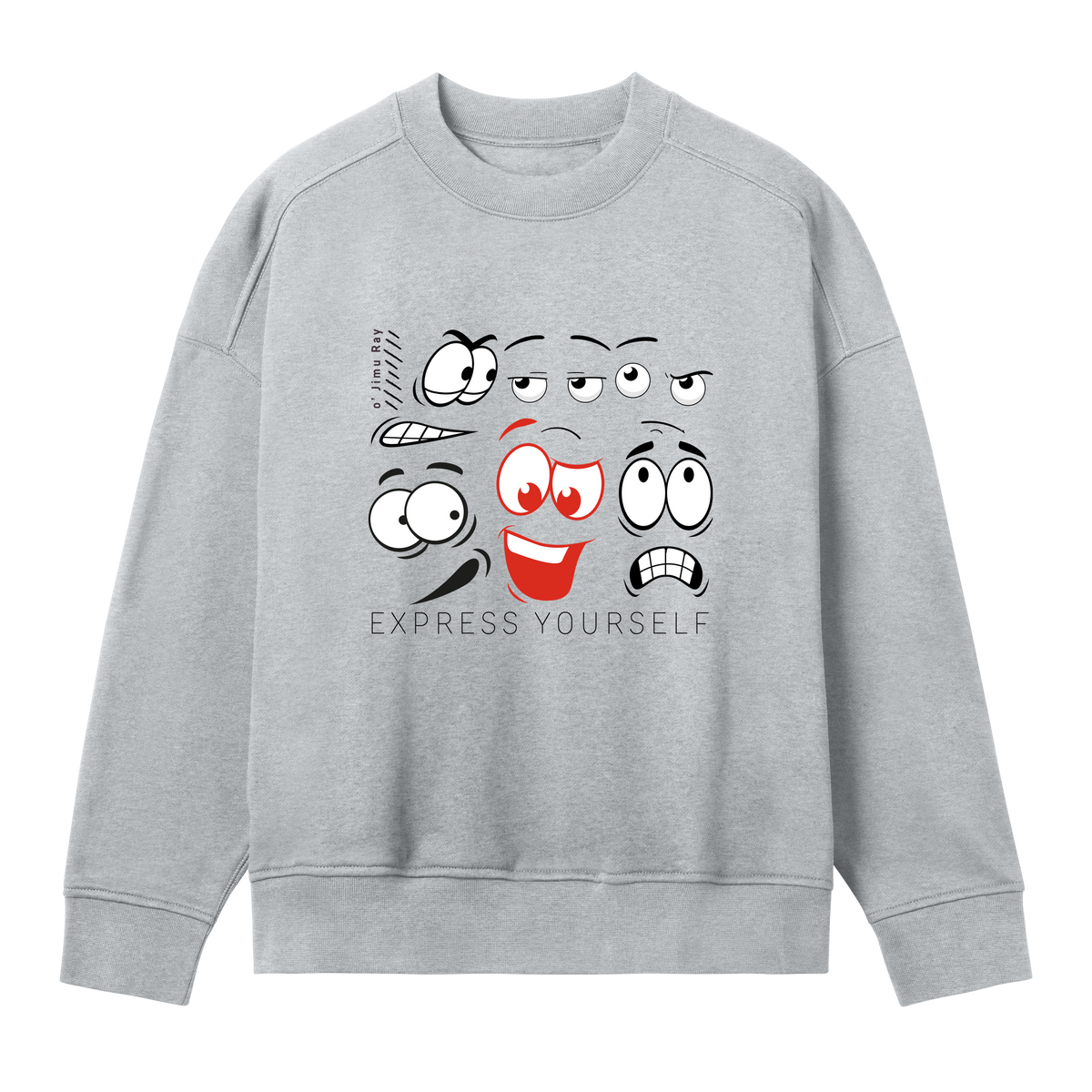 Faces of Emotion Oversized Sweatshirt - Grey melange women - Sweatshirts