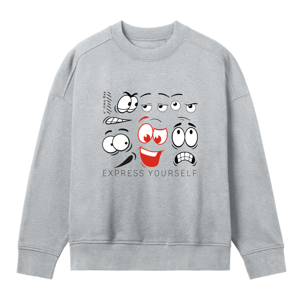 Faces of Emotion Oversized Sweatshirt - Grey melange women - Sweatshirts