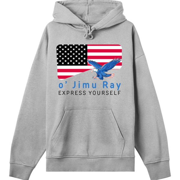 American Eagle Boxy Hoodie - o' Jimu Ray - 4th July Special - Grey melange men - Hoodies