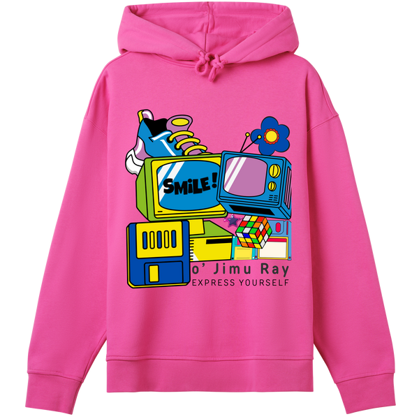 Smile! Retro Oversized Hoodie - Hyper pink women - Hoodies