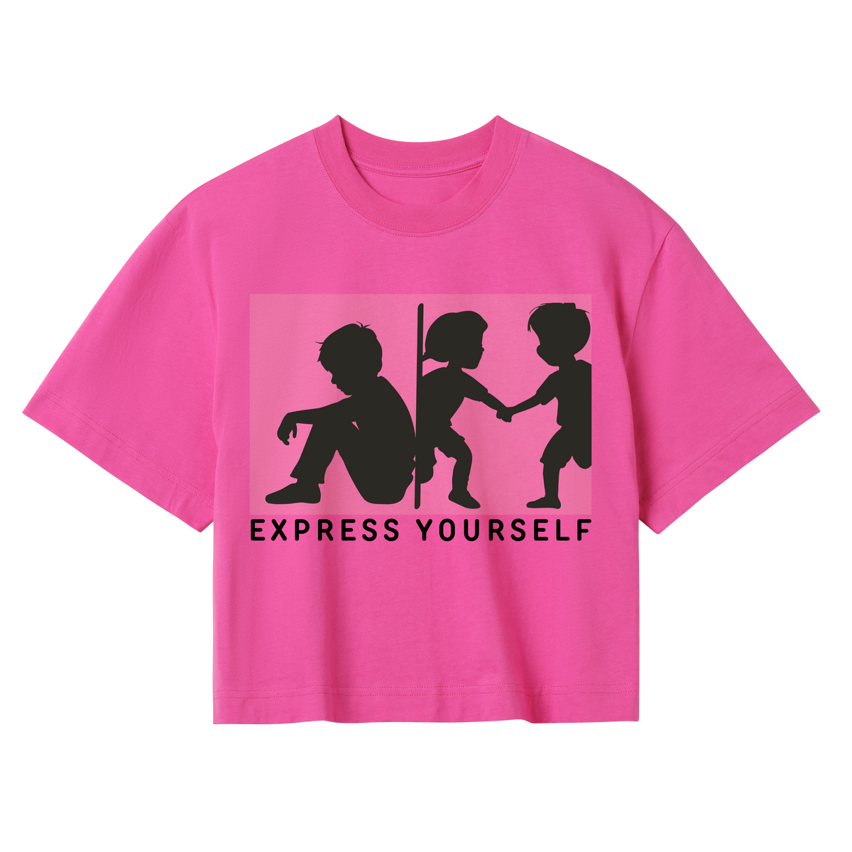 From Isolation to Connection - Silhouette Crop Top - Hyper pink women - Crop Top