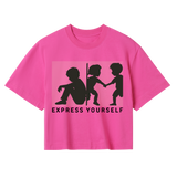 From Isolation to Connection - Silhouette Crop Top - Hyper pink women - Crop Top