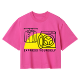 Minimalist Edge - Fashion Forward Crop Top - Hyper pink women - Crop Top