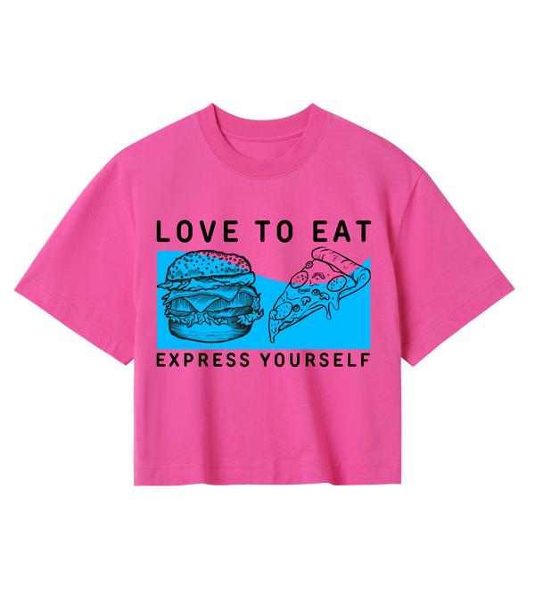 Snack Attack - Stylish Food Print Crop - Hyper pink women - Crop Tops