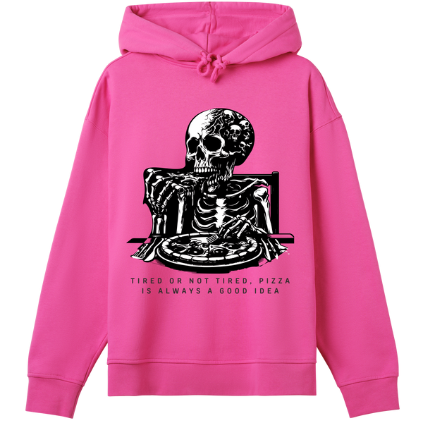 Gothic Appetite - Skeleton Pizza Lover Hoodie - Hyper pink women - Hoodies