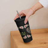 Charming Floral Art Tumbler - Black - Travel Mugs