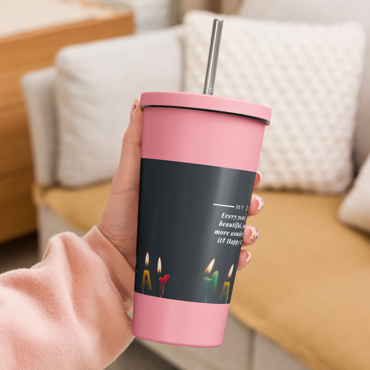 My Dear Wife – A Birthday Tumbler as Beautiful as You - Pink - Tumblers