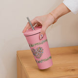 Charming Floral Art Tumbler - - Travel Mugs