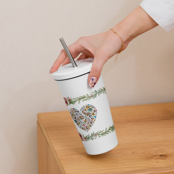 Charming Floral Art Tumbler - - Travel Mugs