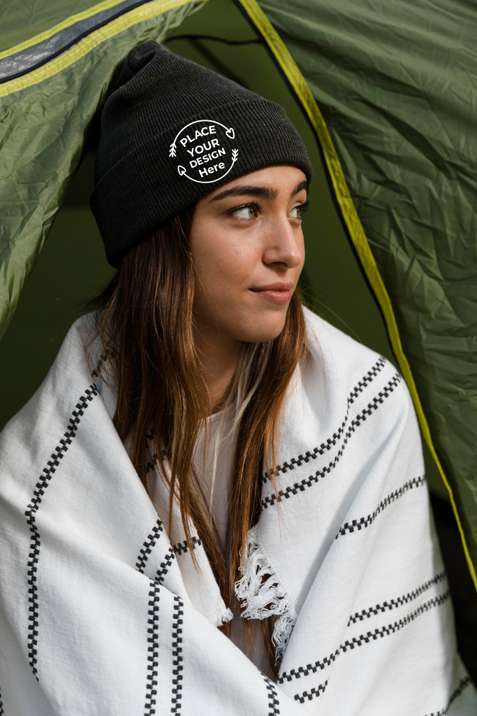 Eco-Friendly Warmth - The Sustainable Rib Cuffed Beanie - - Beanies