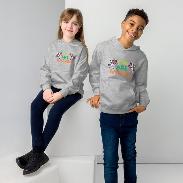 Unicorn Joy Eco Hoodie - You Are Amazing - Athletic Heather - Kid's Hoodie