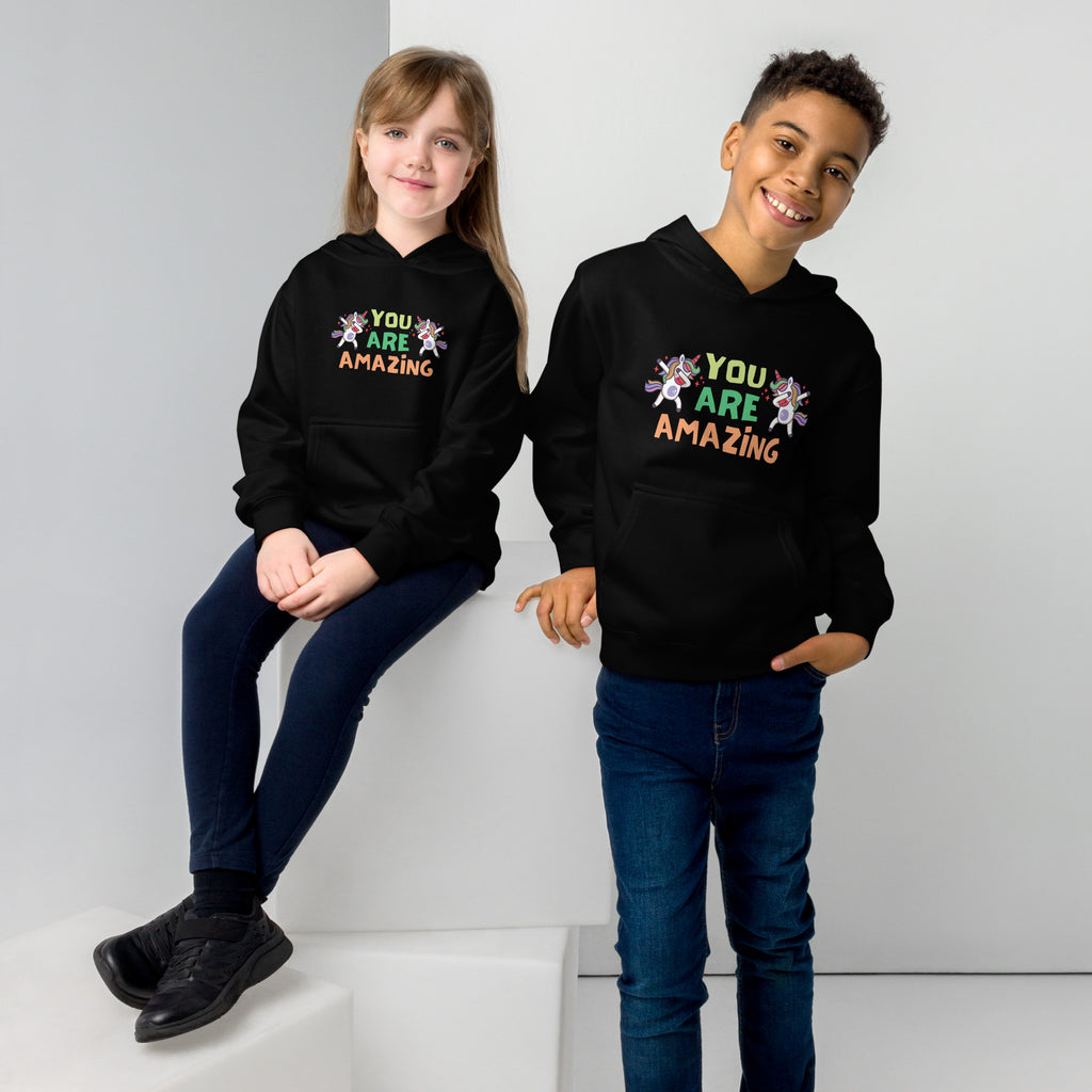 Unicorn Joy Eco Hoodie - You Are Amazing - Black - Kid's Hoodie