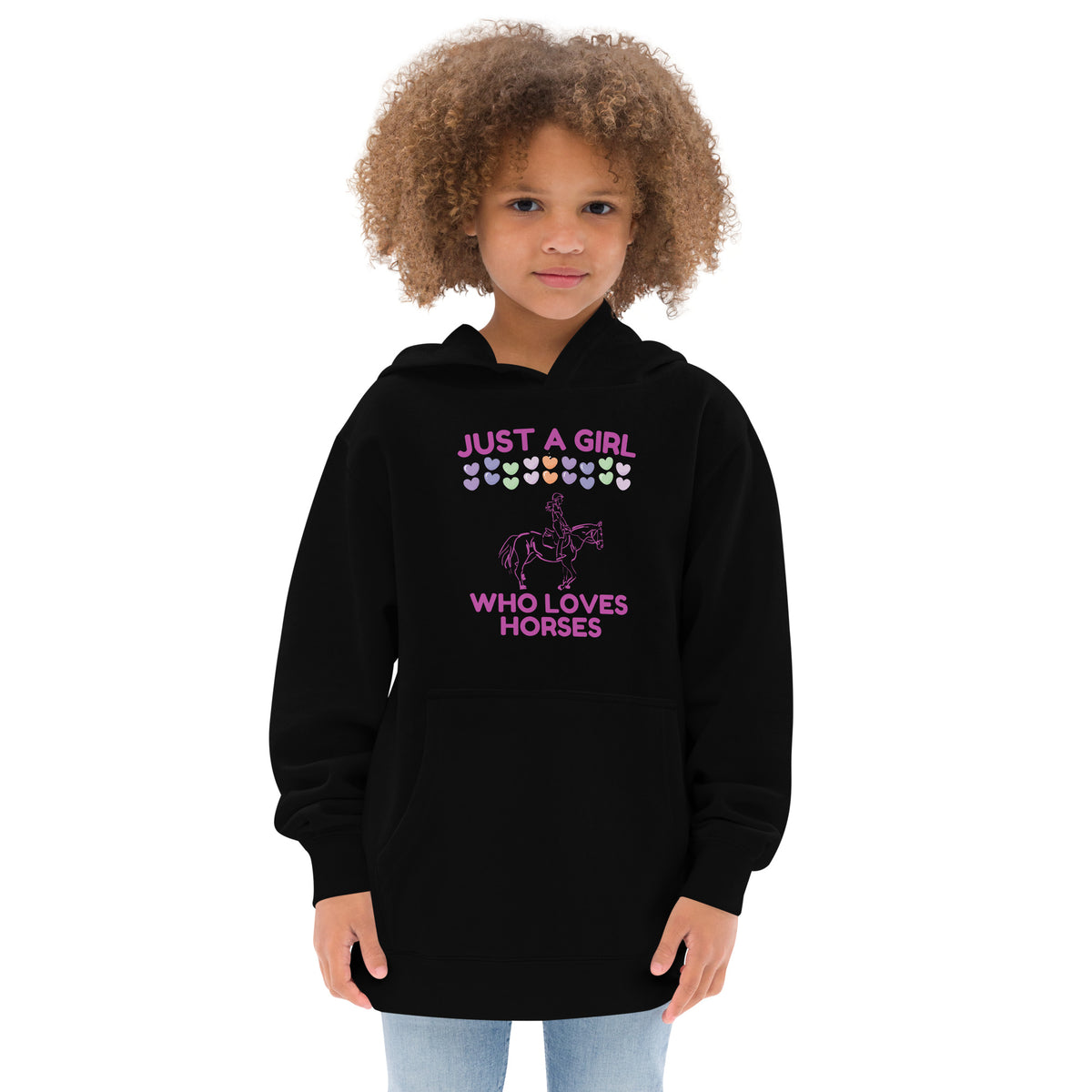 Just a Girl Who Loves Horses Kids Eco Hoodie - Black - Kid's Hoodie