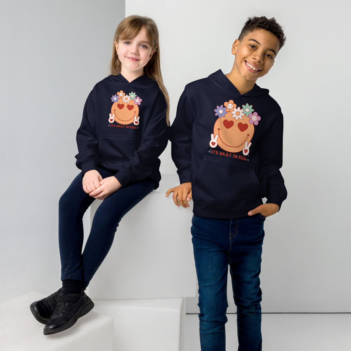 Feel All the Feels Kids Hoodie - Navy Blazer - Kid's Hoodies