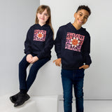 Unique Smiling Flowers Kids Hoodie - Navy Blazer -