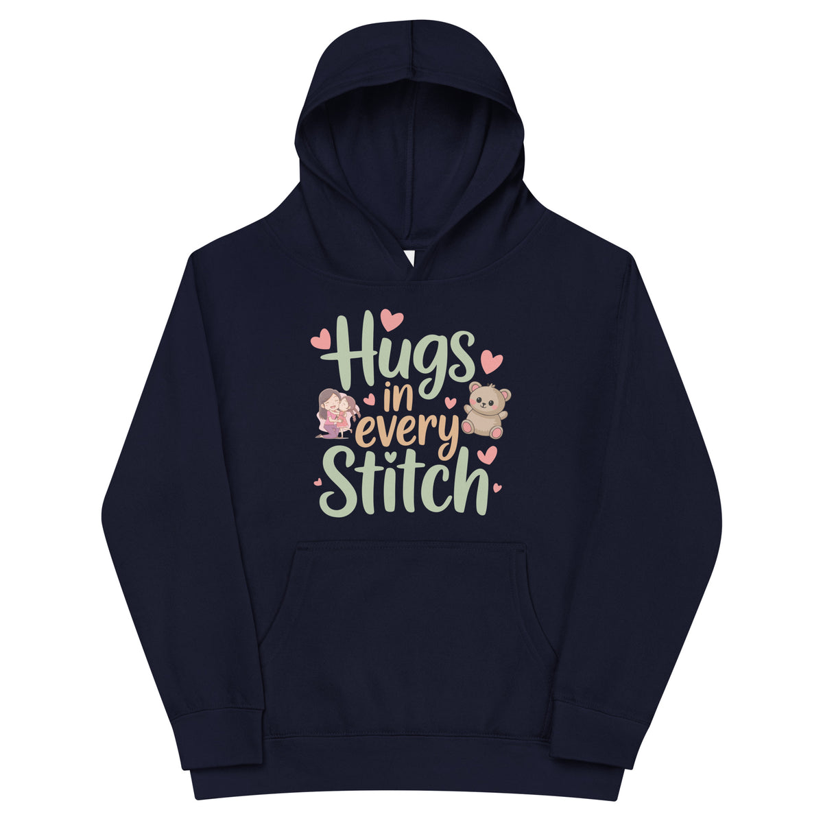 Hugs in Every Stitch - Heartwarming Kids Fleece Hoodie - - Hoodies