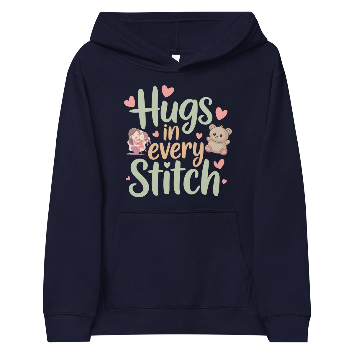 Hugs in Every Stitch - Heartwarming Kids Fleece Hoodie - - Hoodies