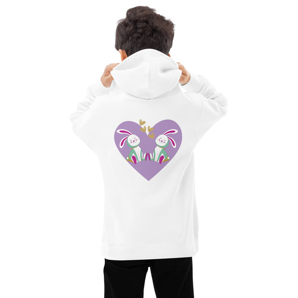 Bunny Love Eco Hoodie - Heartfelt Happiness - - Kid's Hoodie