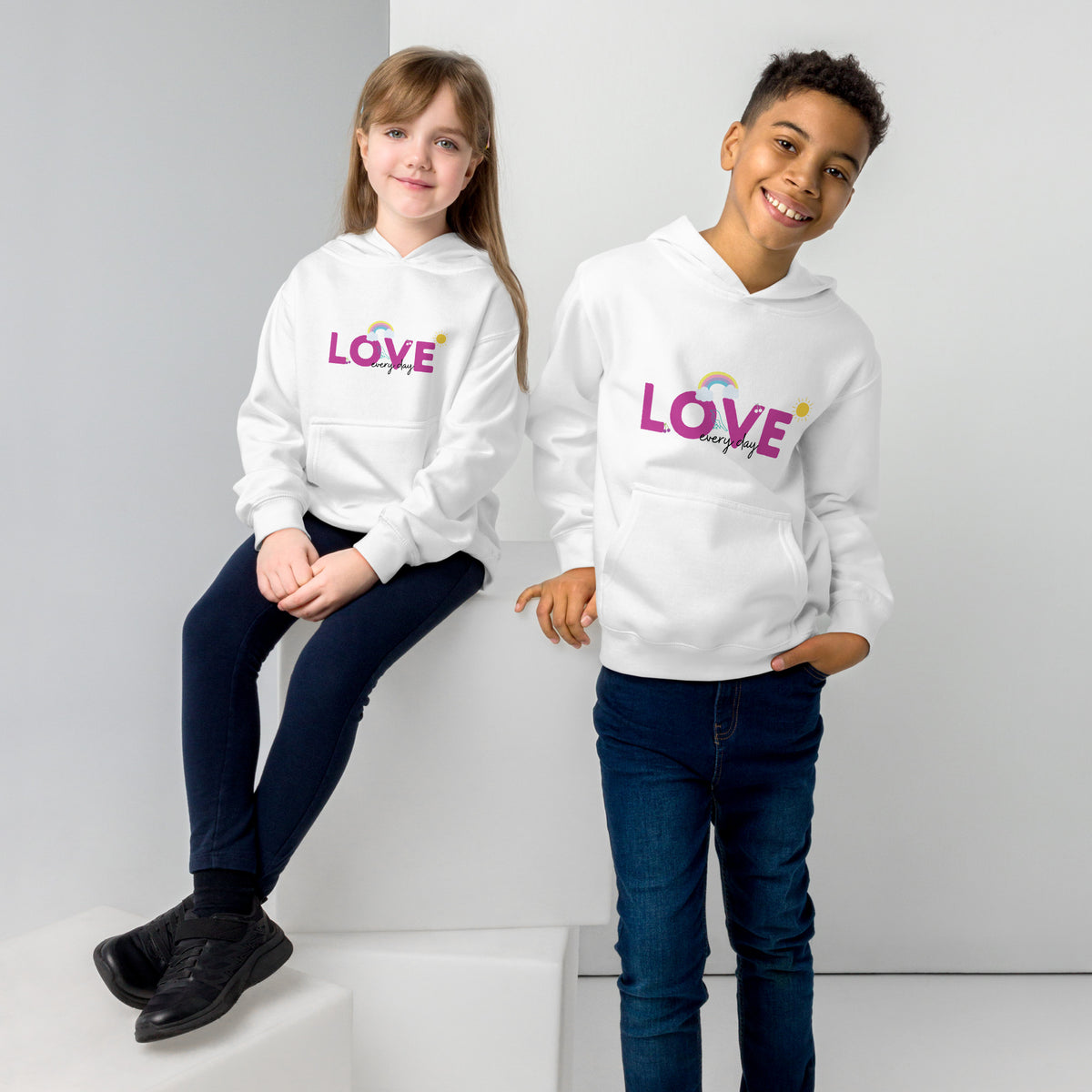 Love Every Day Kids Eco Hoodie - White - Kid's Hoodie