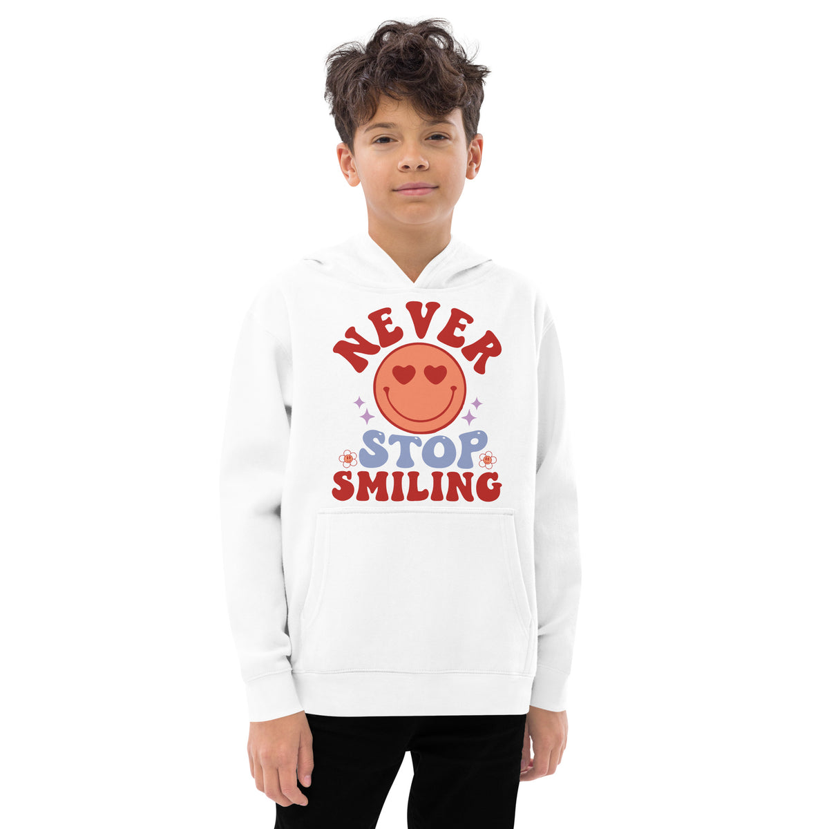 Never Stop Smiling - Kids Fleece Hoodie - -