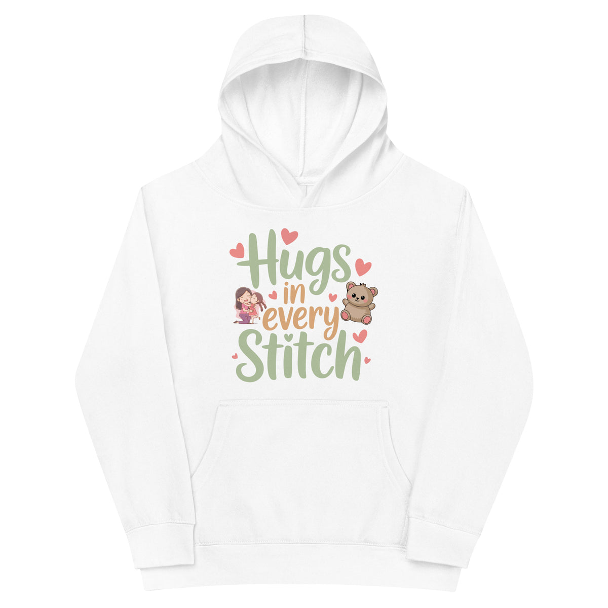 Hugs in Every Stitch - Heartwarming Kids Fleece Hoodie - - Hoodies