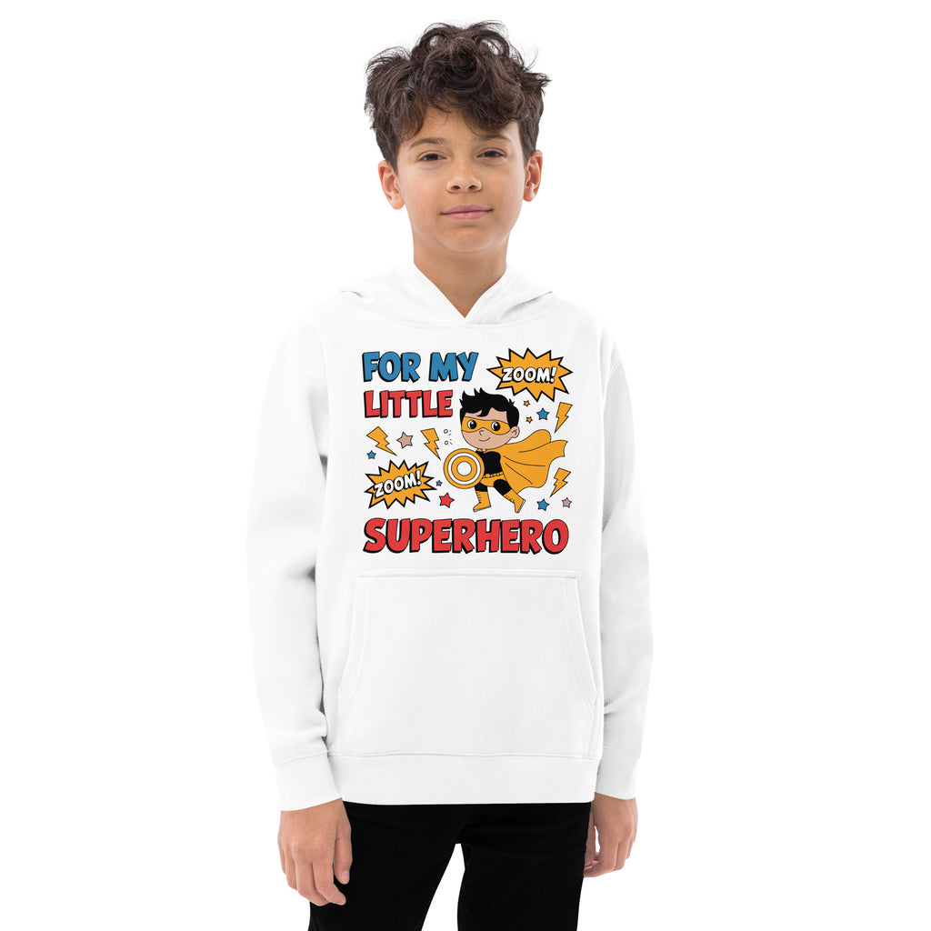 For My Little Superhero - Dynamic Kids Fleece Hoodie - White - Fleece Hoodies