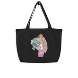 Floral Harmony Large Tote Bag - - Tote Bags