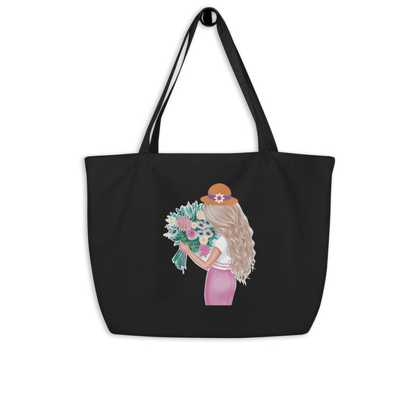 Floral Harmony Large Tote Bag - - Tote Bags