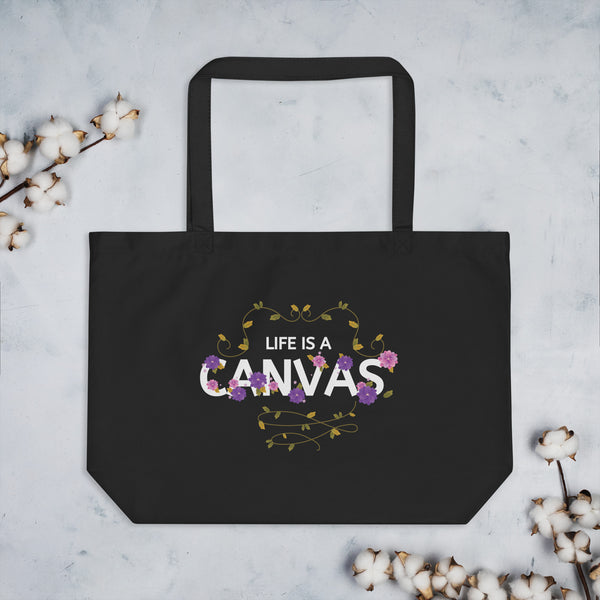 Life is a Canvas - Floral Organic Tote - Default Title - Tote Bags