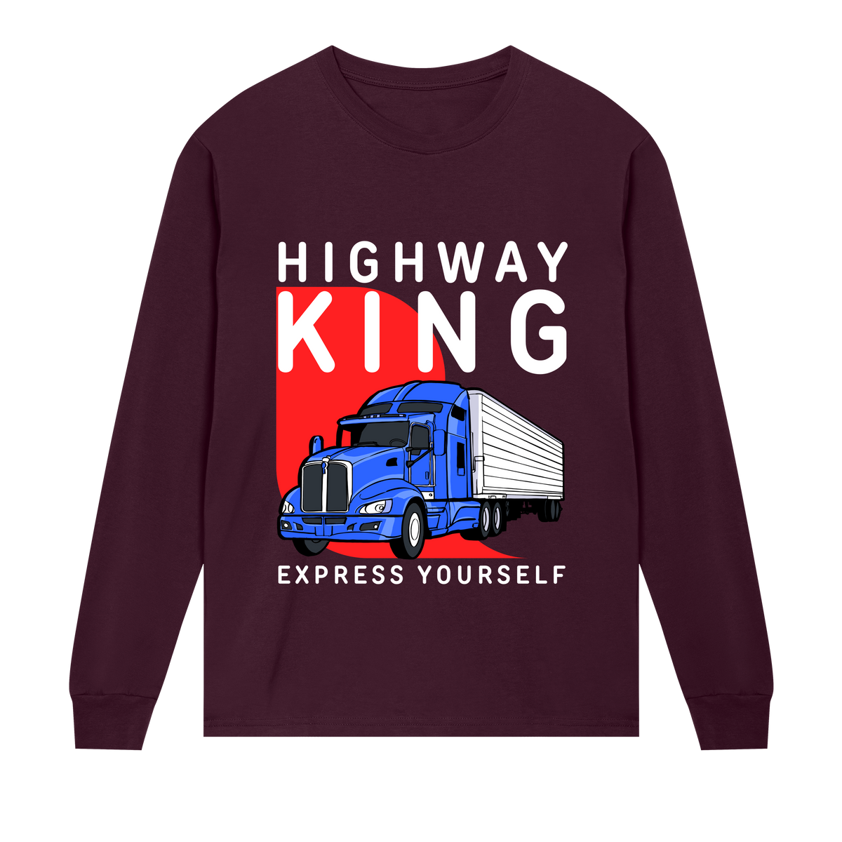 Road King - Bold Truck Tee - Maroon men - Long Sleeve T-shirts