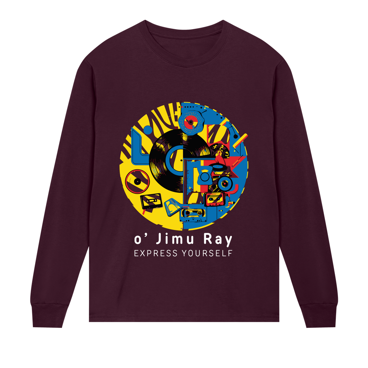 Sound Wave Collage Shirt - Maroon men - Long Sleeve T-shirts