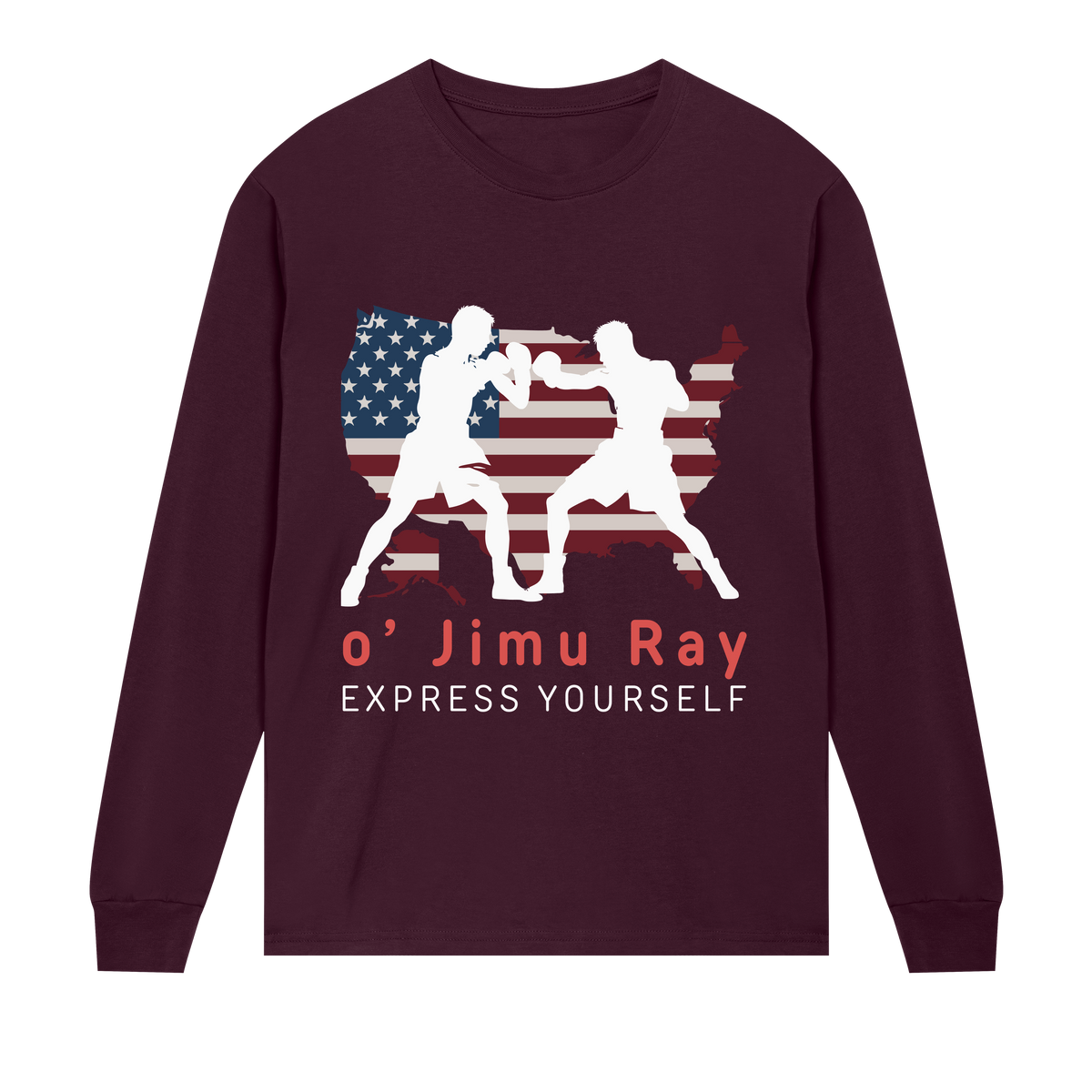 American Boxer Shirt - o' Jimu Ray 4th July Special - Maroon men - Long Sleeve T-shirts