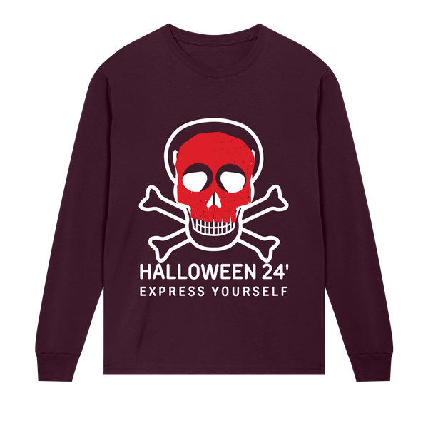 Edgy Skull - Stylish Design - Maroon men - Long Sleeve T-shirts