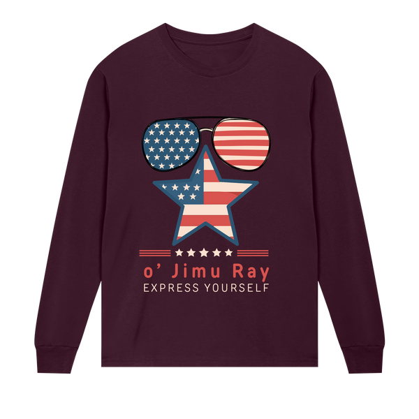 Patriotic Star - Cool Style o' Jimu Ray 4th July Special - Maroon men - Long Sleeve T-shirts