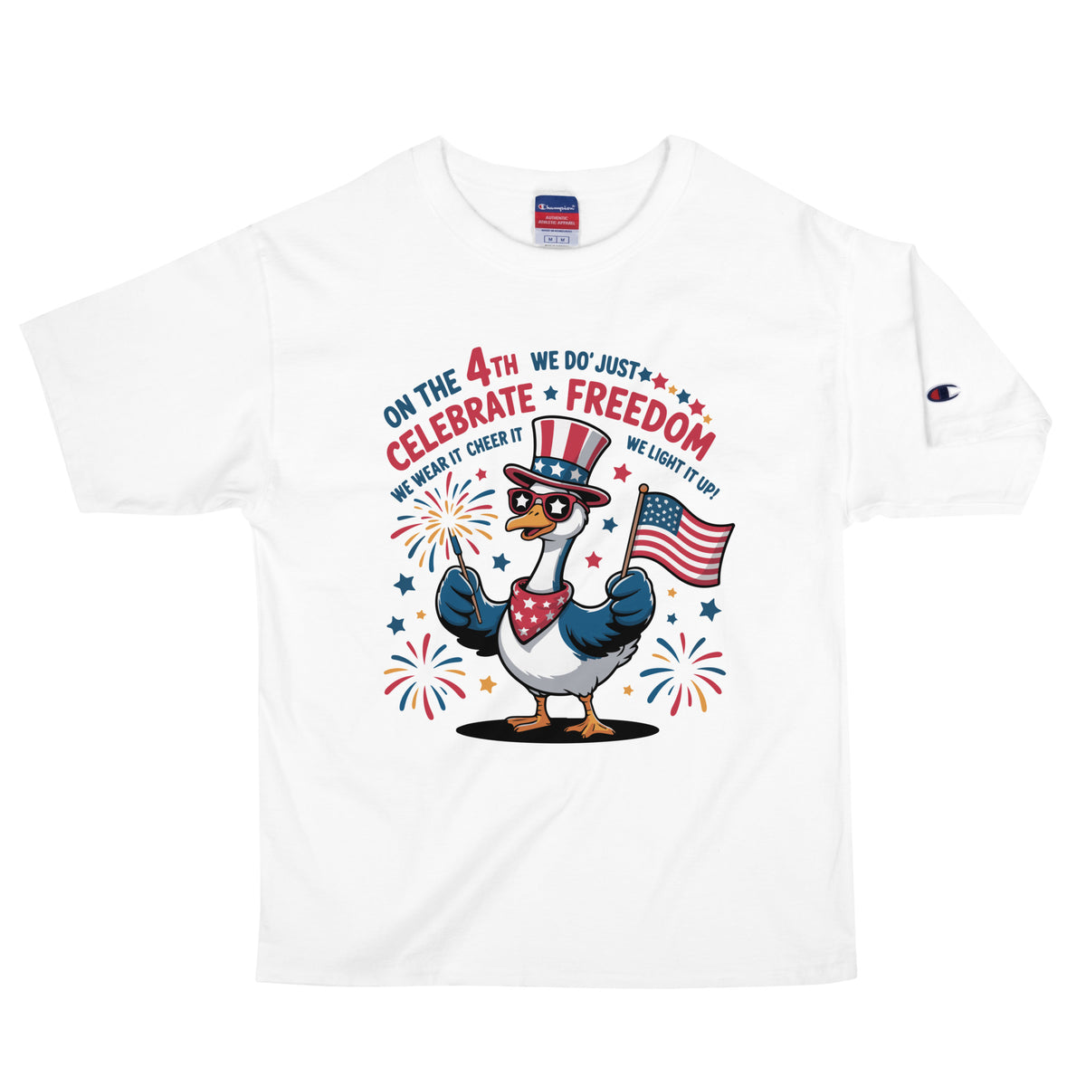Fireworks & Freedom – Men’s Champion Tee - - T-Shirts