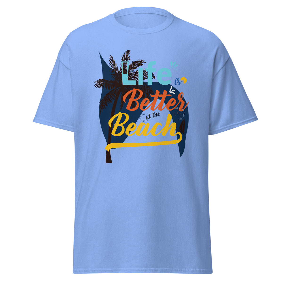 Beachside Escape - Unwind with Every Wave - Carolina Blue - T-shirts