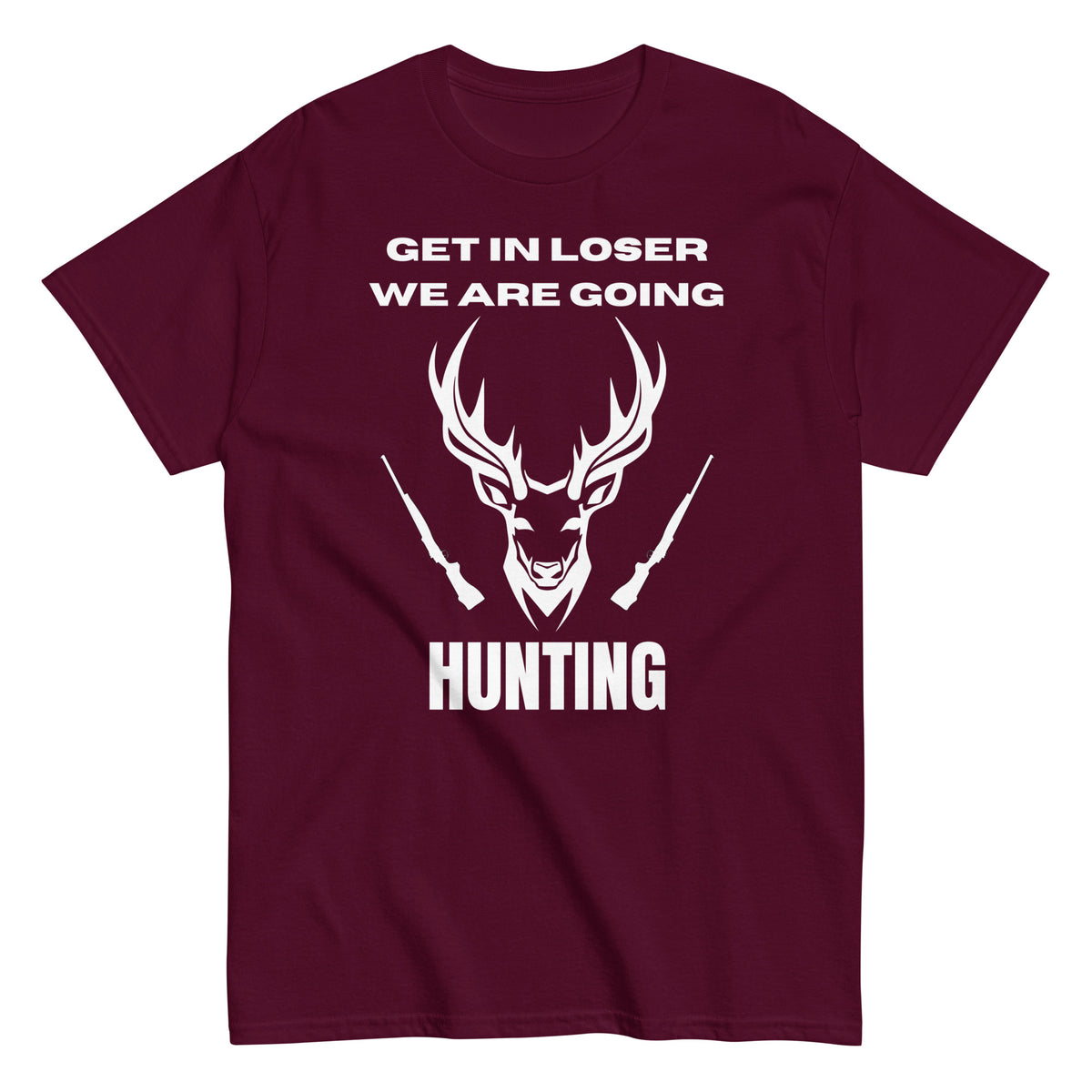 On the Trail - Join the Journey with Our Hunting Tee - Maroon - Print Material