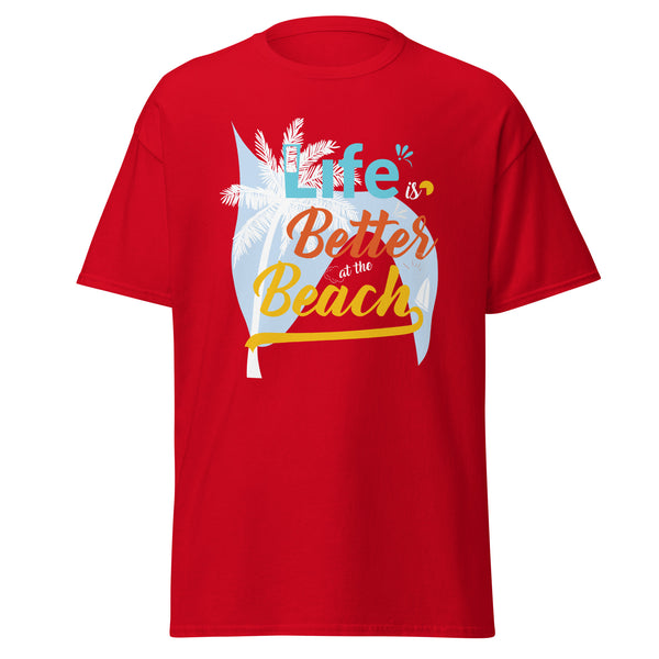 Beachside Escape - Unwind with Every Wave - Red - T-shirts