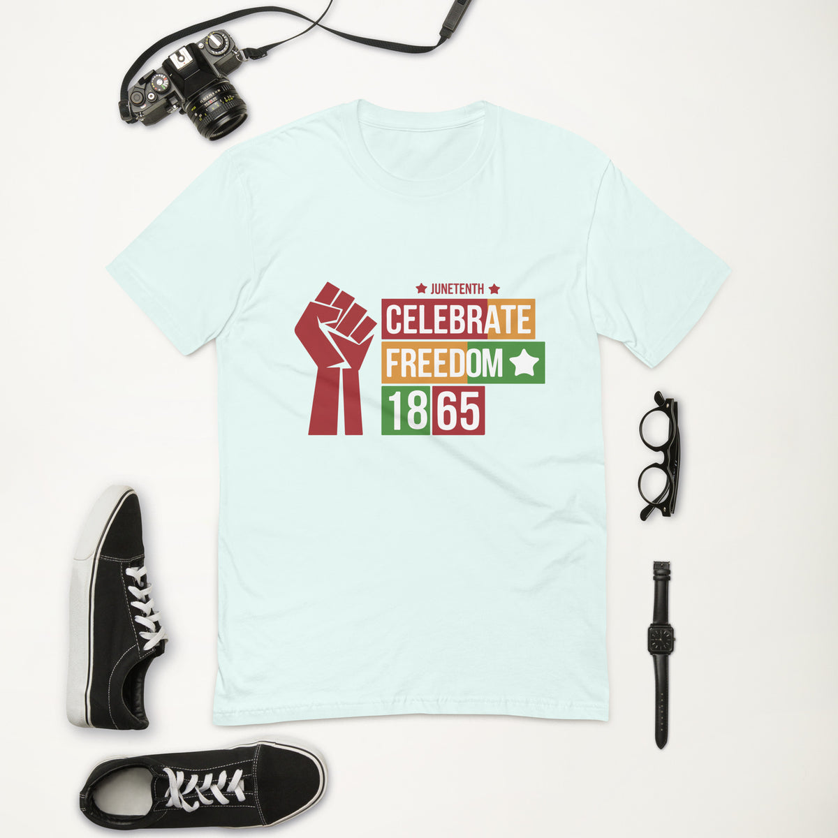 Celebrate Freedom 1865 Juneteenth Tee - Light Blue - T-shirt