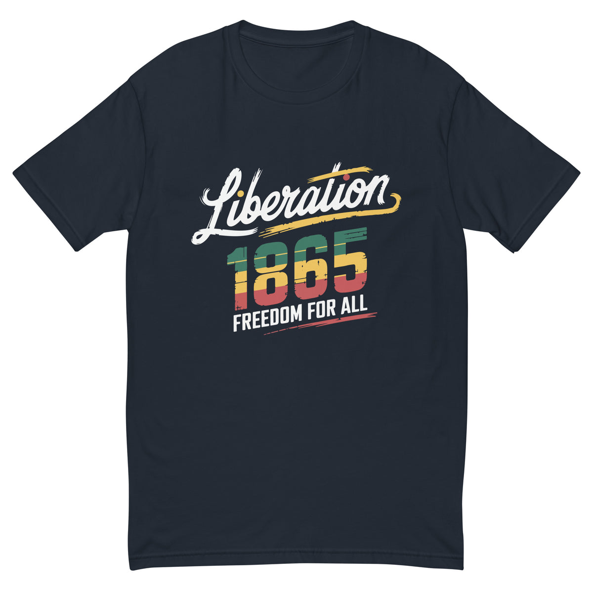 Juneteenth 1865 T-Shirt with Pride - Midnight Navy - T-Shirt