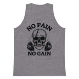 Embrace the Grind – No Pain No Gain Skull Tank - - Tank Tops