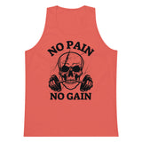 Embrace the Grind – No Pain No Gain Skull Tank - - Tank Tops