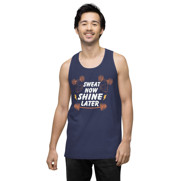 Push Harder, Shine Brighter – Premium Gym Lover’s Tank - Harbor Blue - Tank Tops