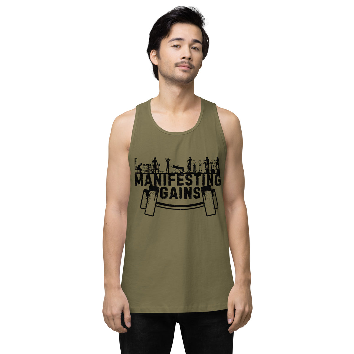 Pain is Fuel Tank Top for Gym Lovers - Military Green - Tank Tops